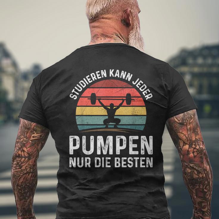 Studier Kann Jeder Pump Gym Workout Gym Slogan T-Shirt mit Rückendruck Geschenke für alte Männer