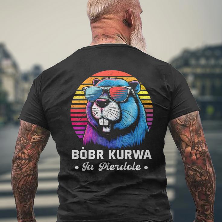 Synthwave Polish Bobr Meme Bober Kurwa Ja Pierdole Bòbr T-Shirt mit Rückendruck Geschenke für alte Männer