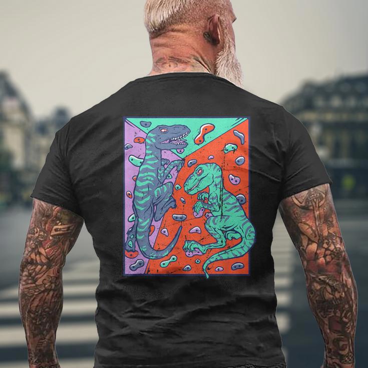 T-Rex Rock Climbing Dino Bouldering T-Shirt mit Rückendruck Geschenke für alte Männer