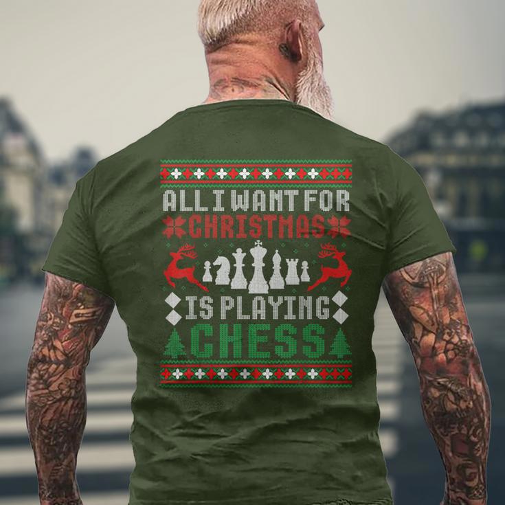 Alles Was Ich Zu Weihnachten Want Ist Schach Spielen Uglicher Christmas Jumper T-Shirt mit Rückendruck Geschenke für alte Männer