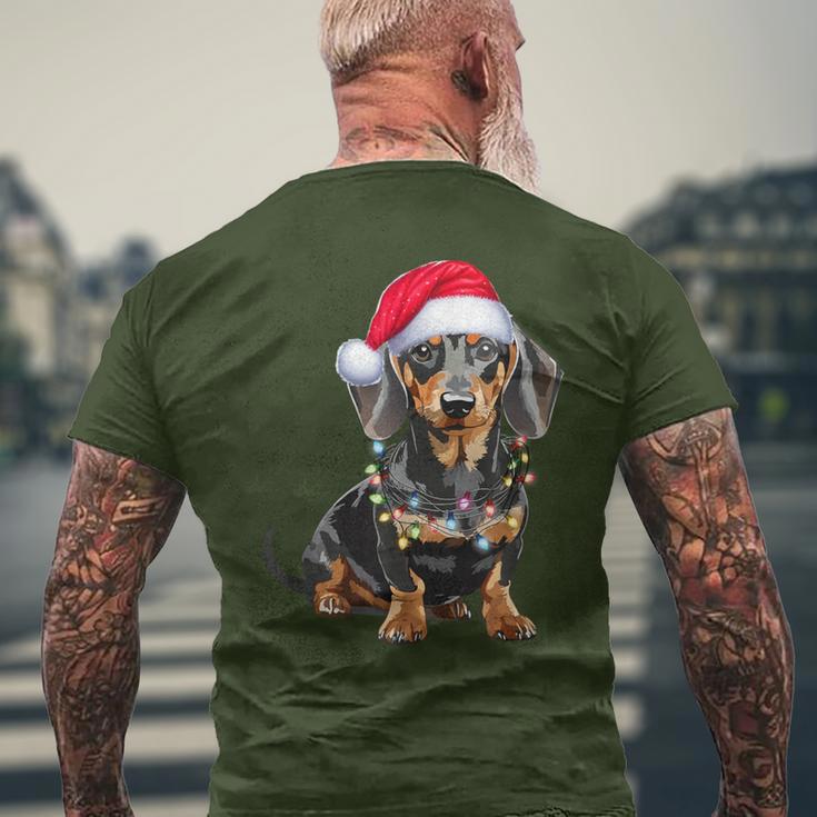 Dachshund Dog Santa Hat Christmas Light T-Shirt mit Rückendruck Geschenke für alte Männer