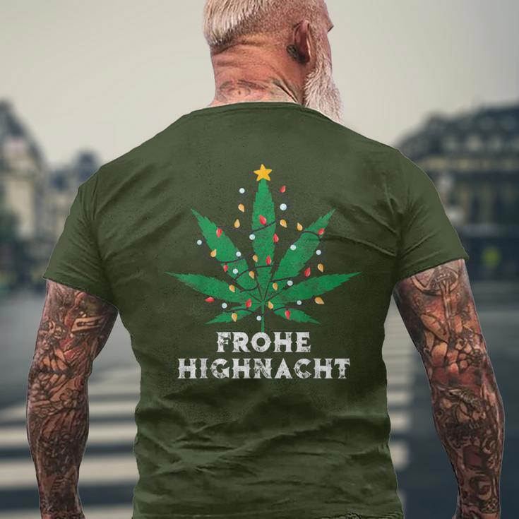 Merry Highnacht Christmas Hemp Leaf Word Game T-Shirt mit Rückendruck Geschenke für alte Männer