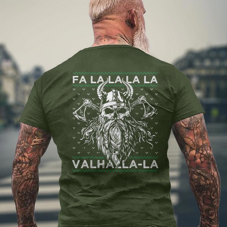 Ugly Christmas Fa La Laalhalla-Laiking Skull T-Shirt mit Rückendruck Geschenke für alte Männer