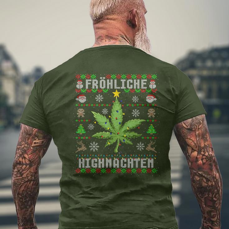 Ugly Christmas Frohe Highnachten Marihuana Weed Geschenk T-Shirt mit Rückendruck Geschenke für alte Männer