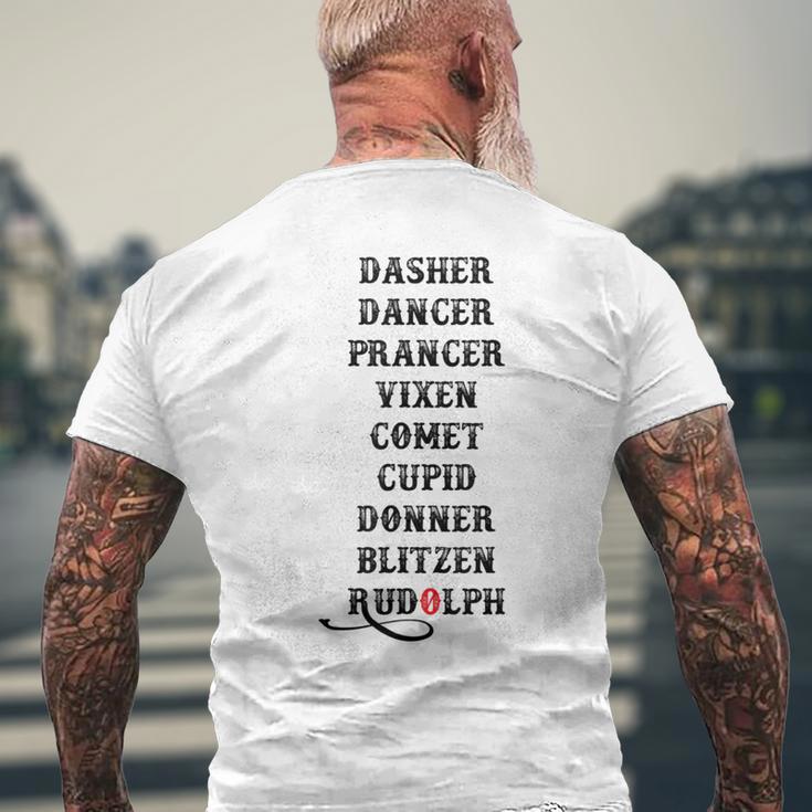 Rudolph And Santa Claus Reindeer Name Christmas Eve T-Shirt mit Rückendruck Geschenke für alte Männer