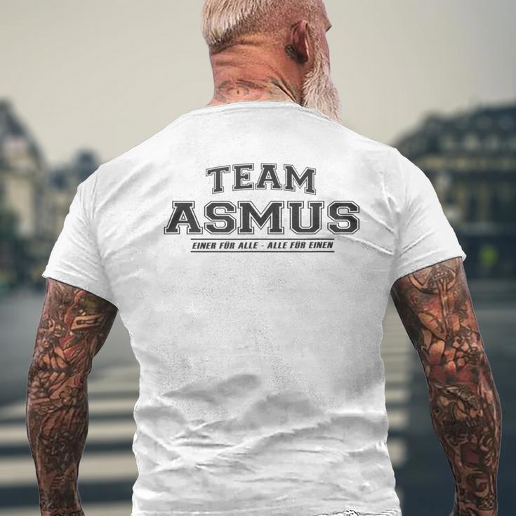 Team Asmus Stolze Familie Nachname Geschenk T-Shirt mit Rückendruck Geschenke für alte Männer