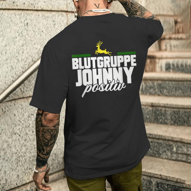 Blutgruppe Johnny Positiv T-Shirt mit Rückendruck Geschenke für Ihn