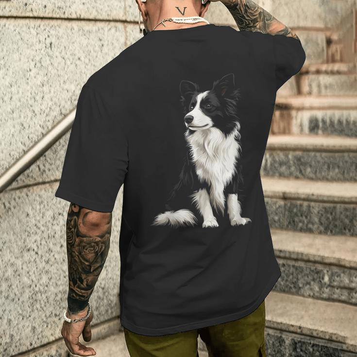 Border Collie Dog Pet Illustration Border Collie T-Shirt mit Rückendruck Geschenke für Ihn