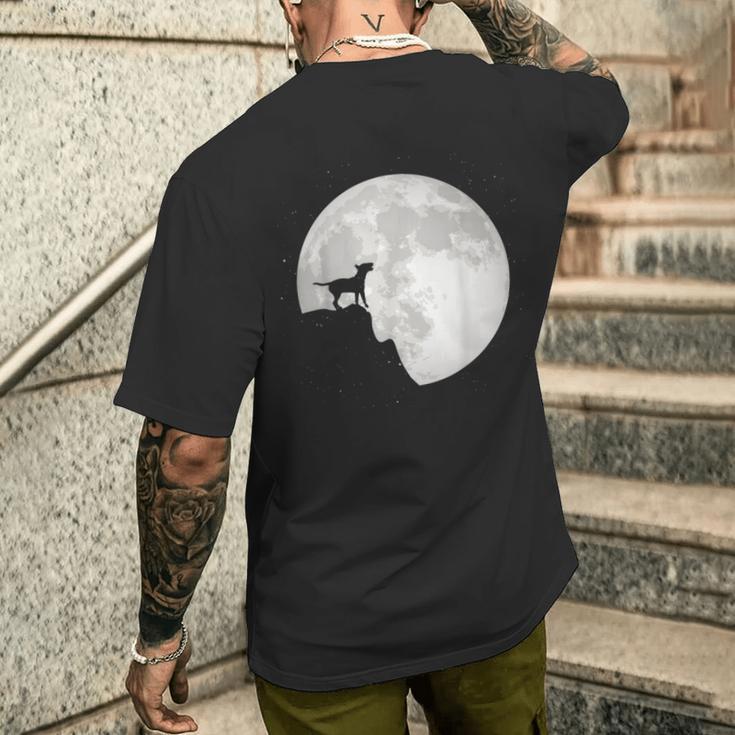 Bull Terrier Dog Portrait Dog Portrait Moon T-Shirt mit Rückendruck Geschenke für Ihn