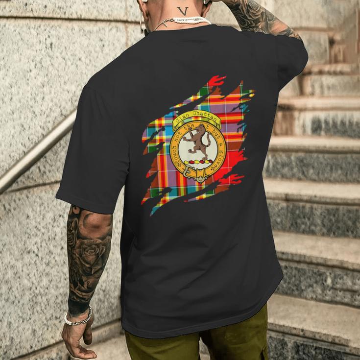 Chattan-Clan-Wappen Und Schottenkaro Schottischer Nachname T-Shirt mit Rückendruck Geschenke für Ihn