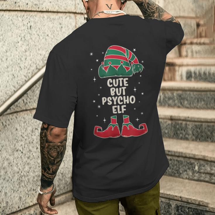 Cute But Psycho Elf Lustiges Elfenoutfit Für Elfenfans T-Shirt mit Rückendruck Geschenke für Ihn