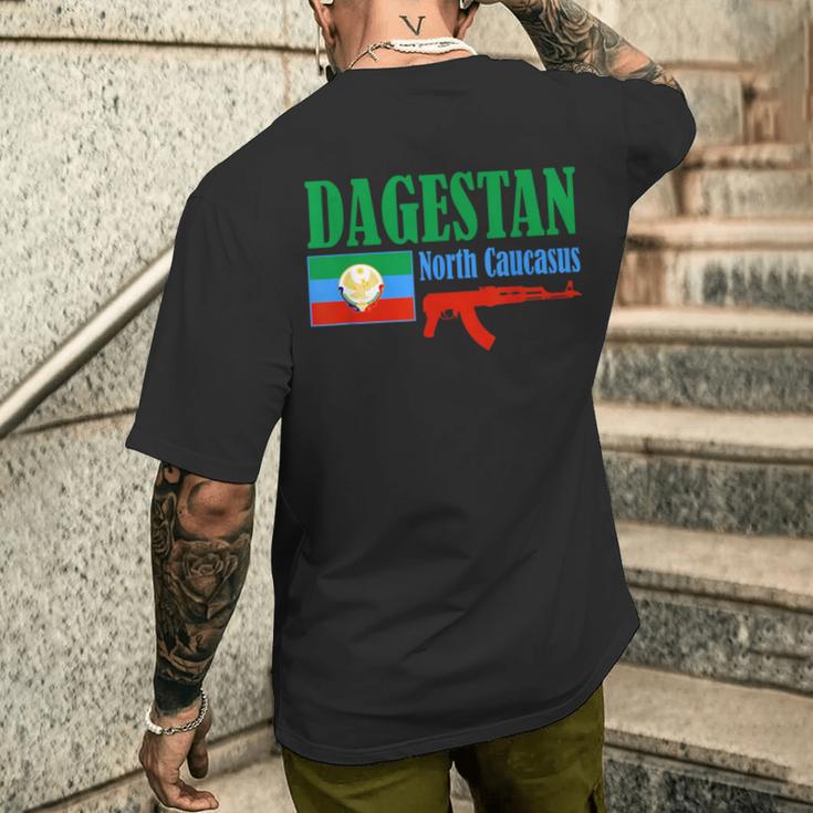 Dagestan Flag Stolzer Dagestani T-Shirt mit Rückendruck Geschenke für Ihn