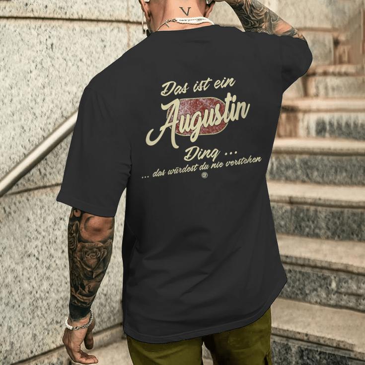 Damen Das Ist Ein Augustin Ding Lustiges Familie Augustin Mit-Ausschnitt T-Shirt mit Rückendruck Geschenke für Ihn