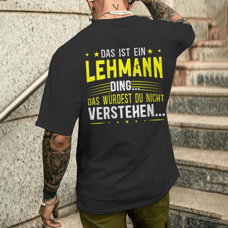 Damen Das Ist Ein Lehmann Ding Spruch Für Familie Lehmann Mit-Ausschnitt T-Shirt mit Rückendruck Geschenke für Ihn