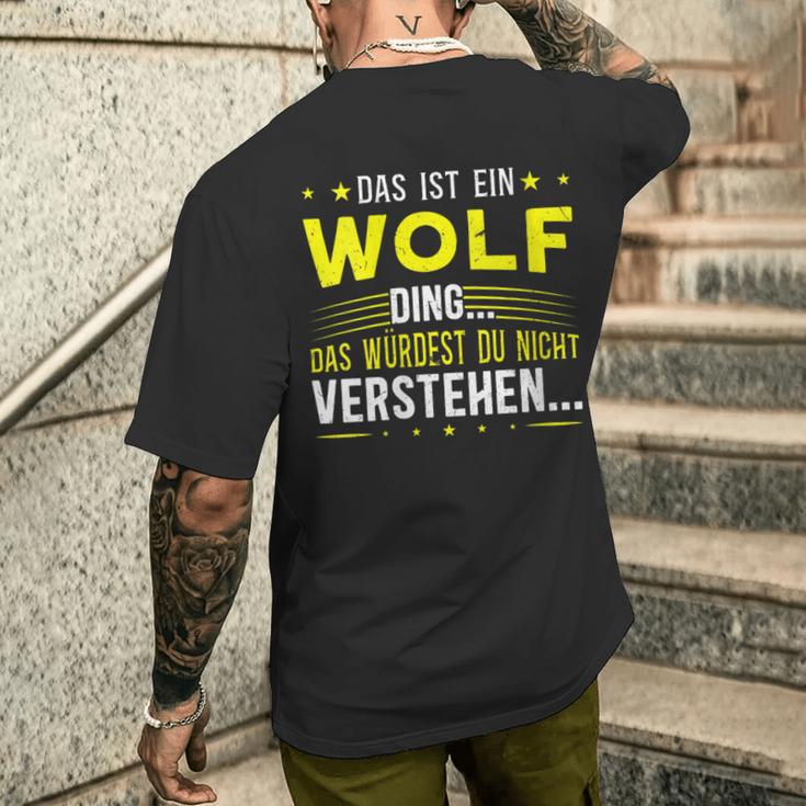 Damen Das Ist Ein Wolf Ding Spruch Für Familie Wolf Mit-Ausschnitt T-Shirt mit Rückendruck Geschenke für Ihn