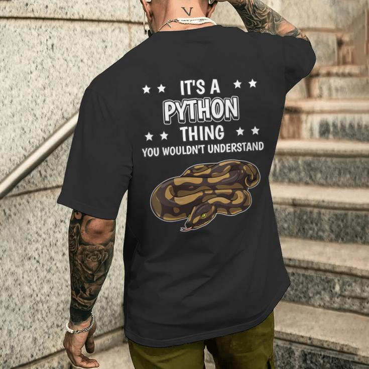 Damen Ist So Ein Python Ding Lustiger Spruch Pythons Mit-Ausschnitt T-Shirt mit Rückendruck Geschenke für Ihn