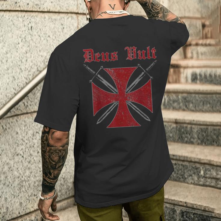 Deusult Helmet Templar Order Templar Holy Cross T-Shirt mit Rückendruck Geschenke für Ihn