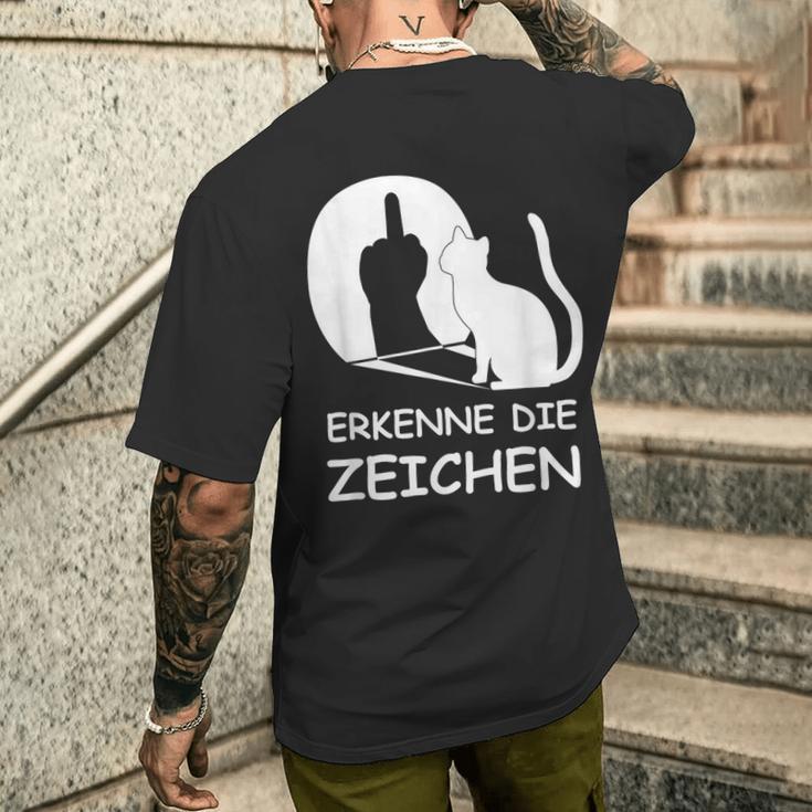 Erkenne Die Zeichen Wkekatze Schattenspiel Cats T-Shirt mit Rückendruck Geschenke für Ihn