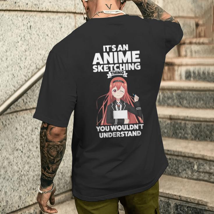 Es Ist Ein Anime-Sketching Ding Anime Merch T-Shirt mit Rückendruck Geschenke für Ihn