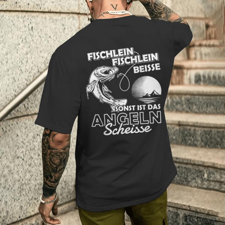 Fischlein Beisse Angler Fishing T-Shirt mit Rückendruck Geschenke für Ihn