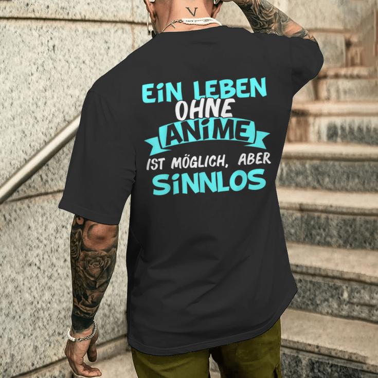 Otaku Sayings Ein Leben Ohne Anime Ist Sinnlos T-Shirt mit Rückendruck Geschenke für Ihn