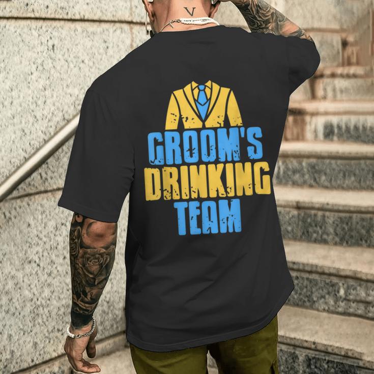 Groom's Drinking Team Retro Stag Night T-Shirt mit Rückendruck Geschenke für Ihn