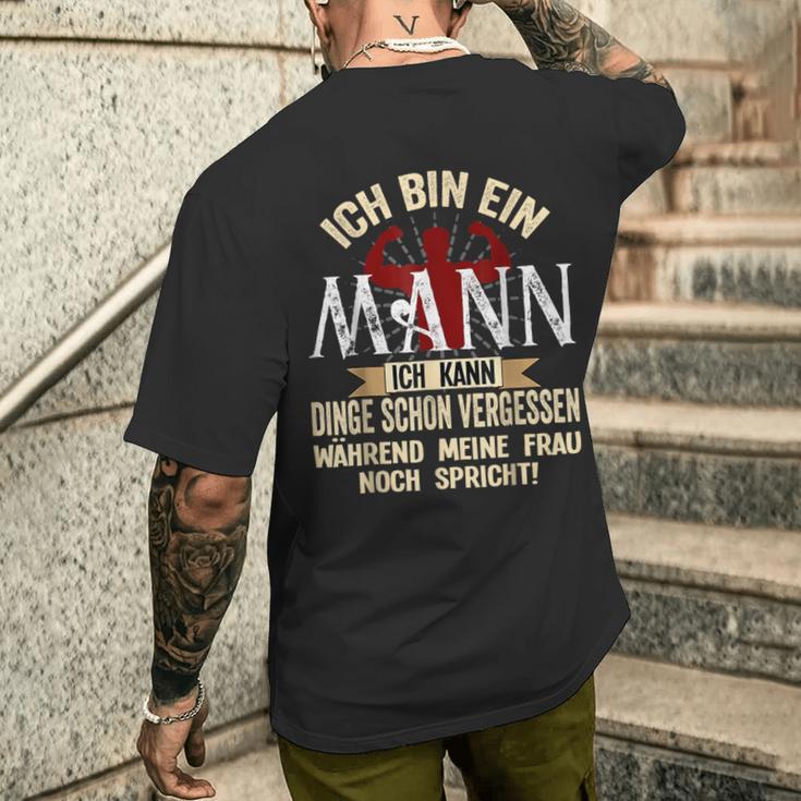 Ich Bin Ein Mann Ich Kann Dinge Schonergessen Humour Fun T-Shirt mit Rückendruck Geschenke für Ihn