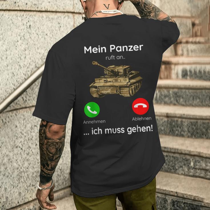 Mein Panzer Ruft An Ich Muss Gehen T-Shirt mit Rückendruck Geschenke für Ihn