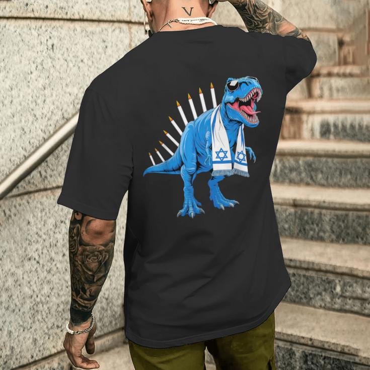 Menorasaurus Rex Menorahsaurus Hannukah Dinosaur T-Shirt mit Rückendruck Geschenke für Ihn