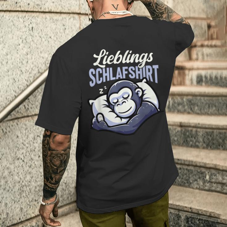 Offizielles Schlaf Gorilla Langschläfer Morgenmuffel T-Shirt mit Rückendruck Geschenke für Ihn