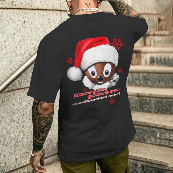 Pittiplatsch Kannste Glauben Es Weihnachtet Sehr T-Shirt mit Rückendruck Geschenke für Ihn