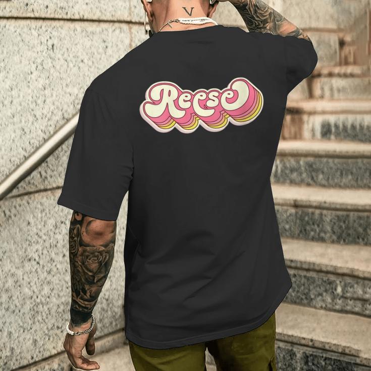 Reese Name Personalisiertorname Nachname Mit-Ausschnitt T-Shirt mit Rückendruck Geschenke für Ihn