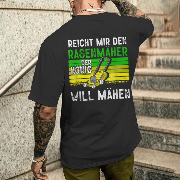 Reicht Mir Den Rasenmäer König Gardener T-Shirt mit Rückendruck Geschenke für Ihn