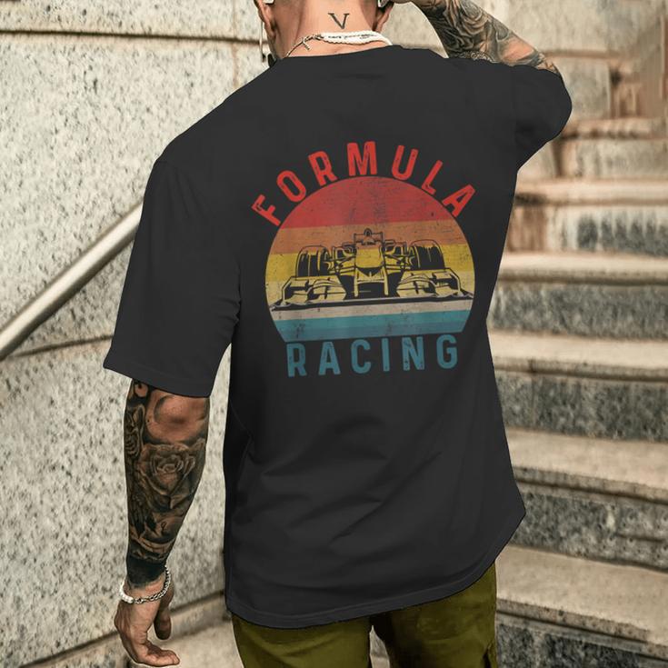 Retrointage Formula Racing Fan Silhouette Racing Car Formula T-Shirt mit Rückendruck Geschenke für Ihn