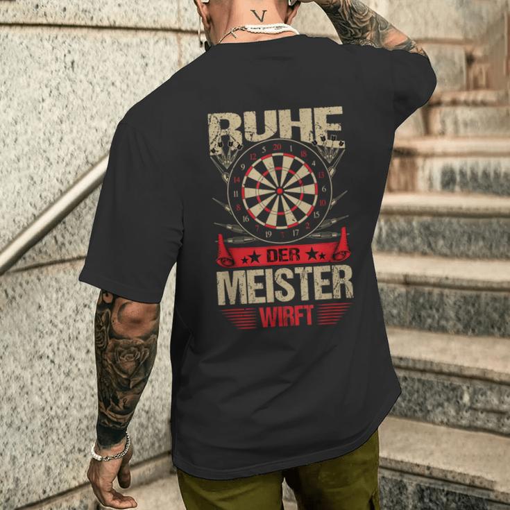 Ruhe Der Meister Werft Dart T-Shirt mit Rückendruck Geschenke für Ihn