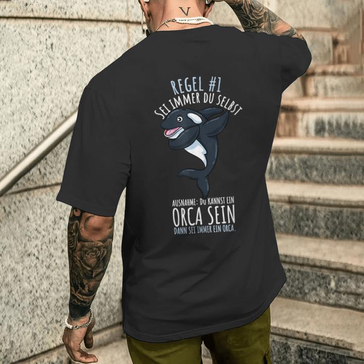 Sei Immer Du Selbst Killerwal Ozean Orca T-Shirt mit Rückendruck Geschenke für Ihn