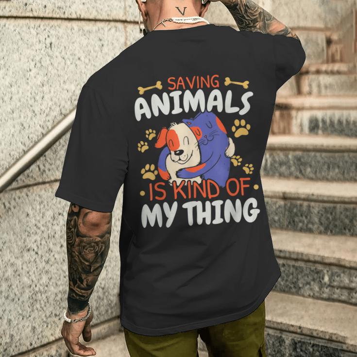 Sparen Tiere Ist Irgendwie Mein Ding Tierrettung T-Shirt mit Rückendruck Geschenke für Ihn