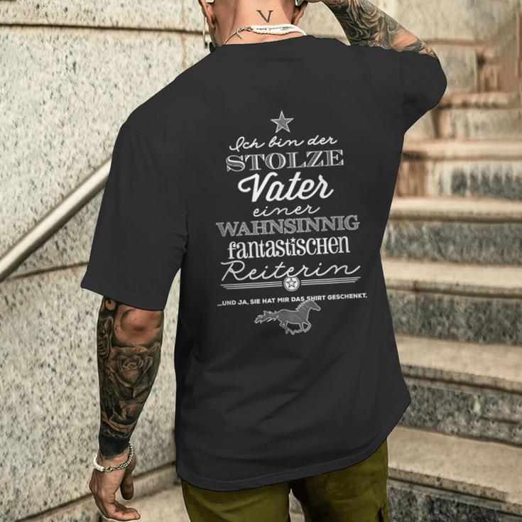 Stolzer Fater Einer Fantastischen Reiterin Sayings T-Shirt mit Rückendruck Geschenke für Ihn