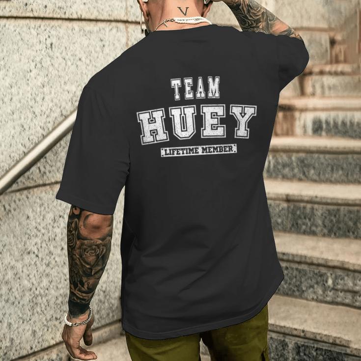 Team Huey Lifetime Member Family Last Name T-Shirt mit Rückendruck Geschenke für Ihn