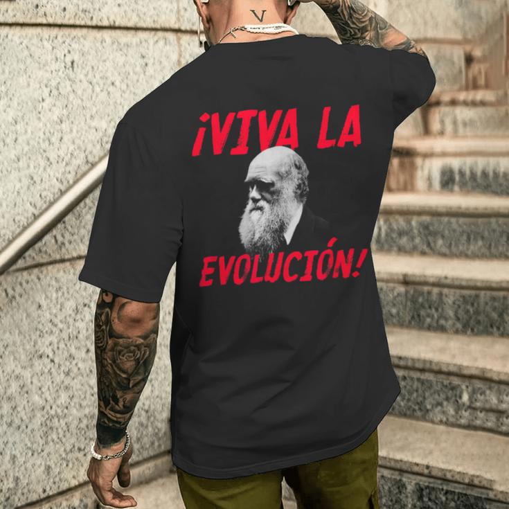 Viva La Evolución Charles Darwin Portrait Boys T-Shirt mit Rückendruck Geschenke für Ihn