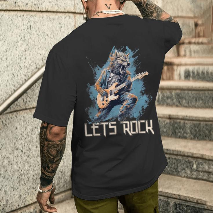 Werewolf Rocker Rockt Die Bühne Mit Seiner Gitarre T-Shirt mit Rückendruck Geschenke für Ihn