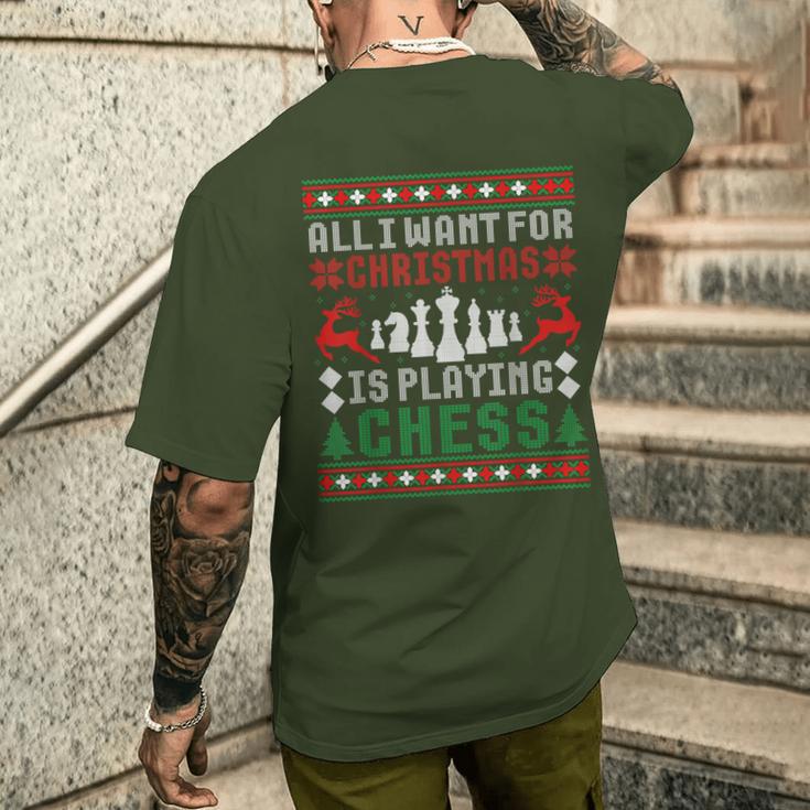 Alles Was Ich Zu Weihnachten Want Ist Schach Spielen Uglicher Christmas Jumper T-Shirt mit Rückendruck Geschenke für Ihn