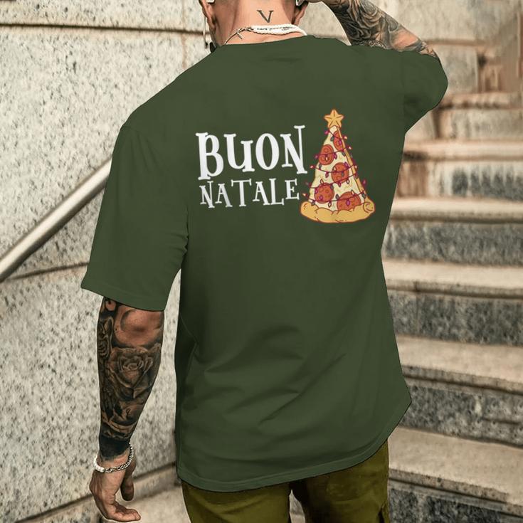 Buon Natale Christmas Italy Pizza T-Shirt mit Rückendruck Geschenke für Ihn