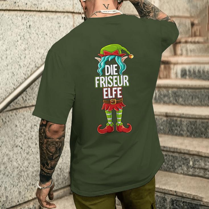 Hairdresser Elf Partner Look Christmas T-Shirt mit Rückendruck Geschenke für Ihn