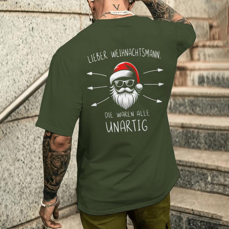 Lustiges Weihnachtsmann Waren Alle Unartig Christmas T-Shirt mit Rückendruck Geschenke für Ihn