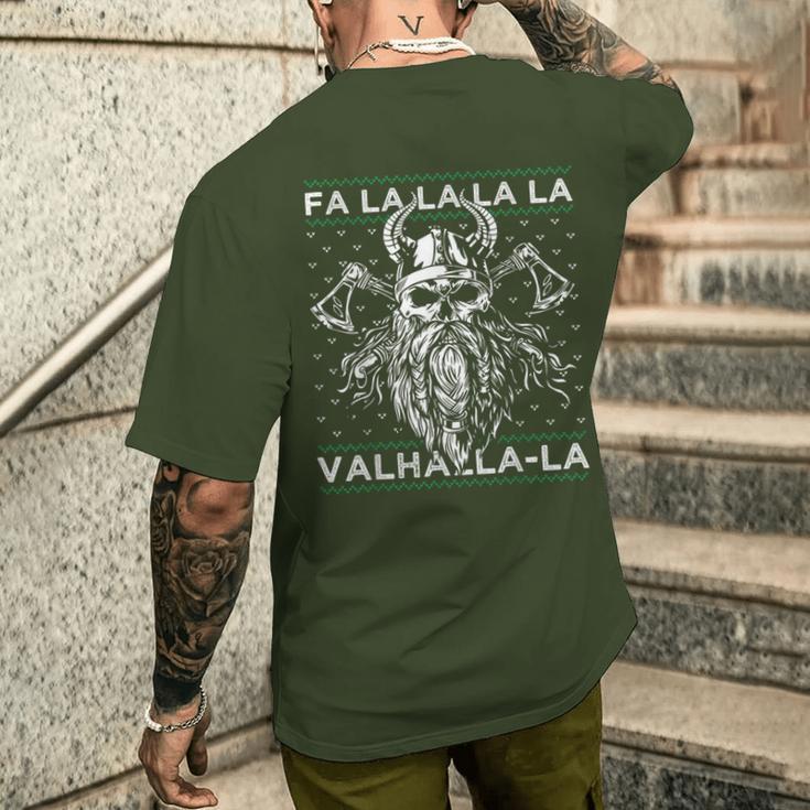 Ugly Christmas Fa La Laalhalla-Laiking Skull T-Shirt mit Rückendruck Geschenke für Ihn