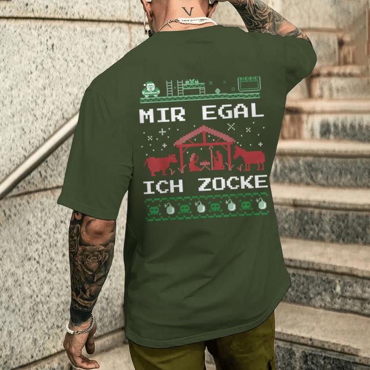 Weihnachten Mir Egal Ich Zocke Ugly Christmas For Gamer T-Shirt mit Rückendruck Geschenke für Ihn