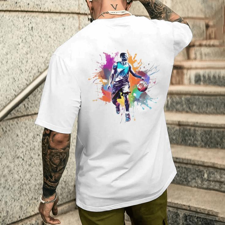 Basketball Graffiti Ball Sport T-Shirt mit Rückendruck Geschenke für Ihn