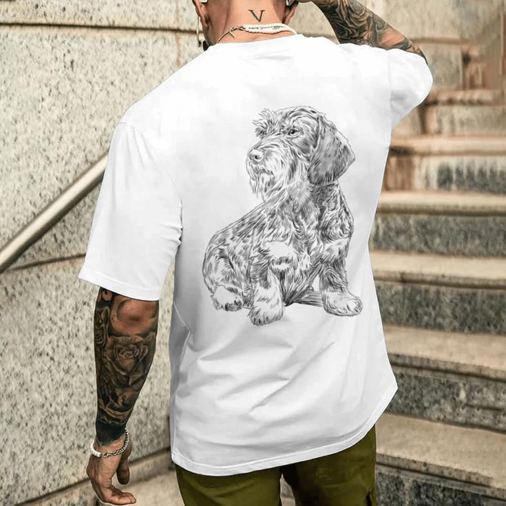 Dachshund Dog Rough Haardshund T-Shirt mit Rückendruck Geschenke für Ihn