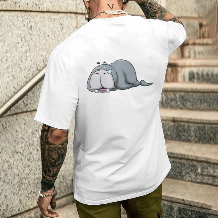 Das Dickerchen Macht Ein Naperchen Walrus Pyjamas Sleep T-Shirt mit Rückendruck Geschenke für Ihn